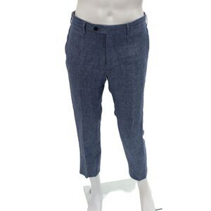 Peter Elliot Mens Dress Pants Blue Linen Button Size 50